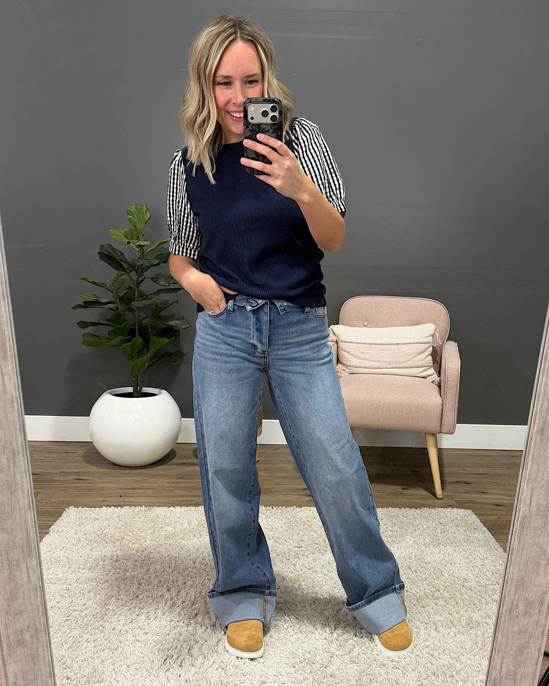 NEW! Judy Blue Eliza Folded Waist Cuffed Straight Jeans