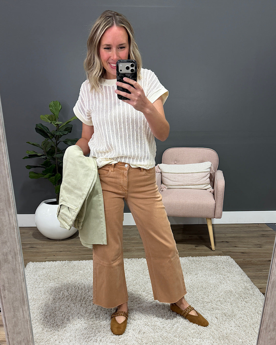 NEW! Vervet Skye Wide Leg Non Distressed Crop Jeans - Mocha