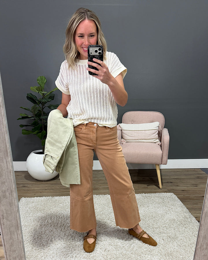 NEW! Vervet Skye Wide Leg Non Distressed Crop Jeans - Mocha