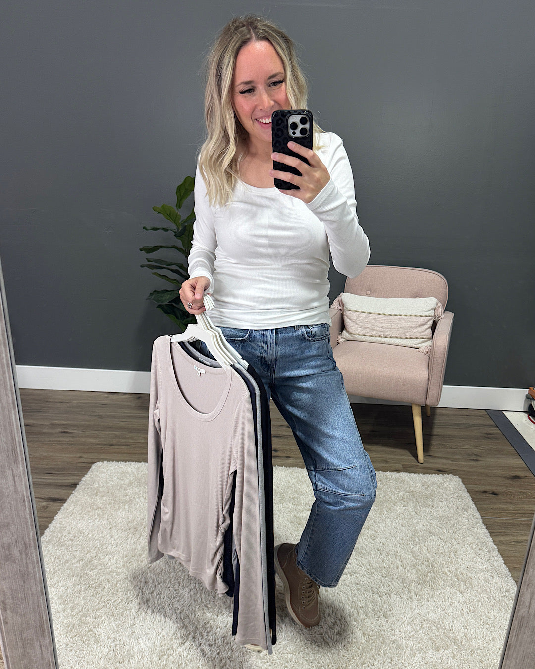 NEW! Estelle Ribbed Scoop Neck Top - Navy PS Kate