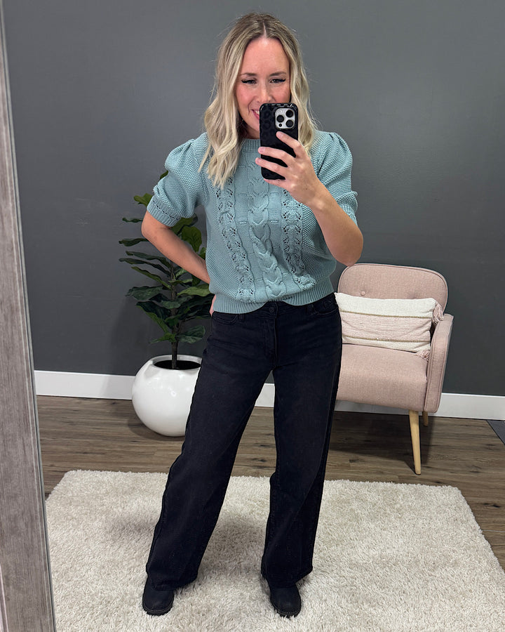 NEW! KanCan Flaunt It Non Distressed Wide Leg Jeans - Black KanCan