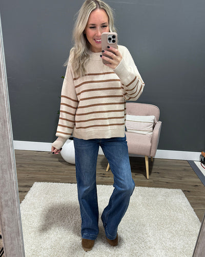 NEW! Sydney Chunky Ribbed Striped Sweater - Oatmeal  Be Cool   