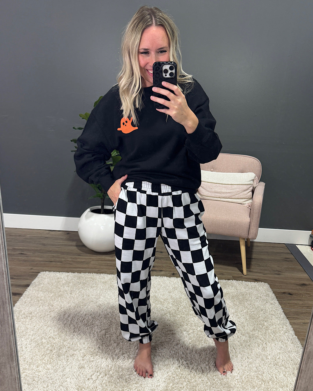 NEW! Ampersand Ave Black Jack Checkered Joggers Ampersand Ave