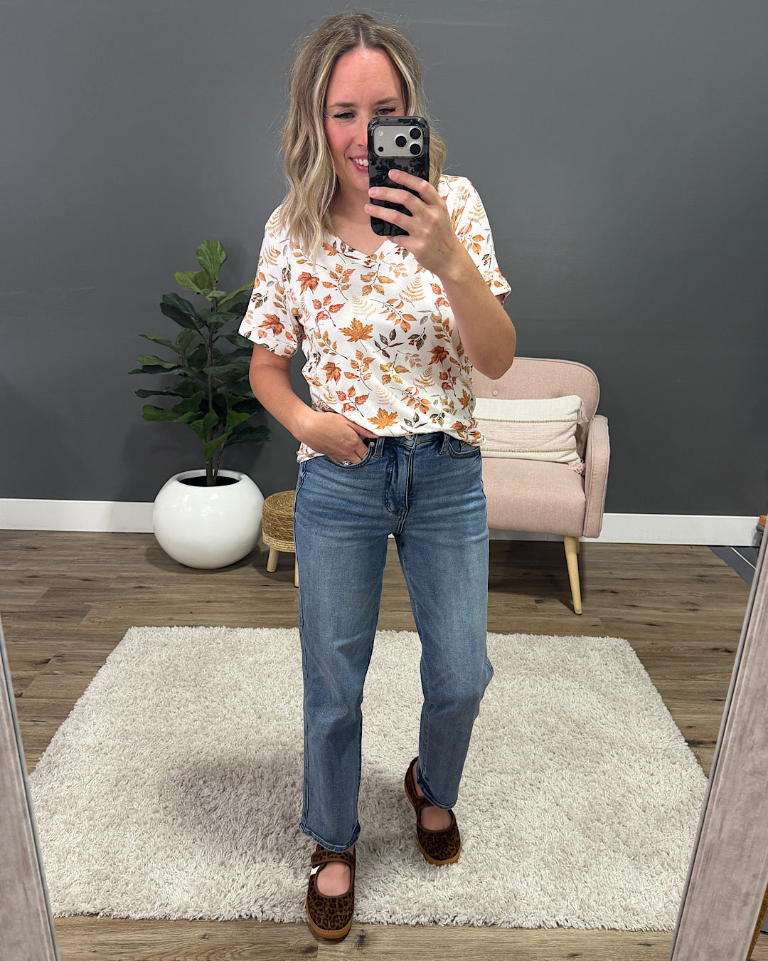 NEW! Sophie V Neck Top - Autumn Leaves Michelle Mae