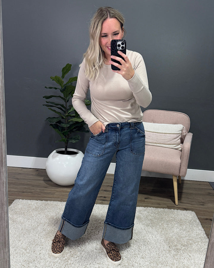 NEW! KanCan Risk Taker Rolled Hem Wide Leg Jeans KanCan