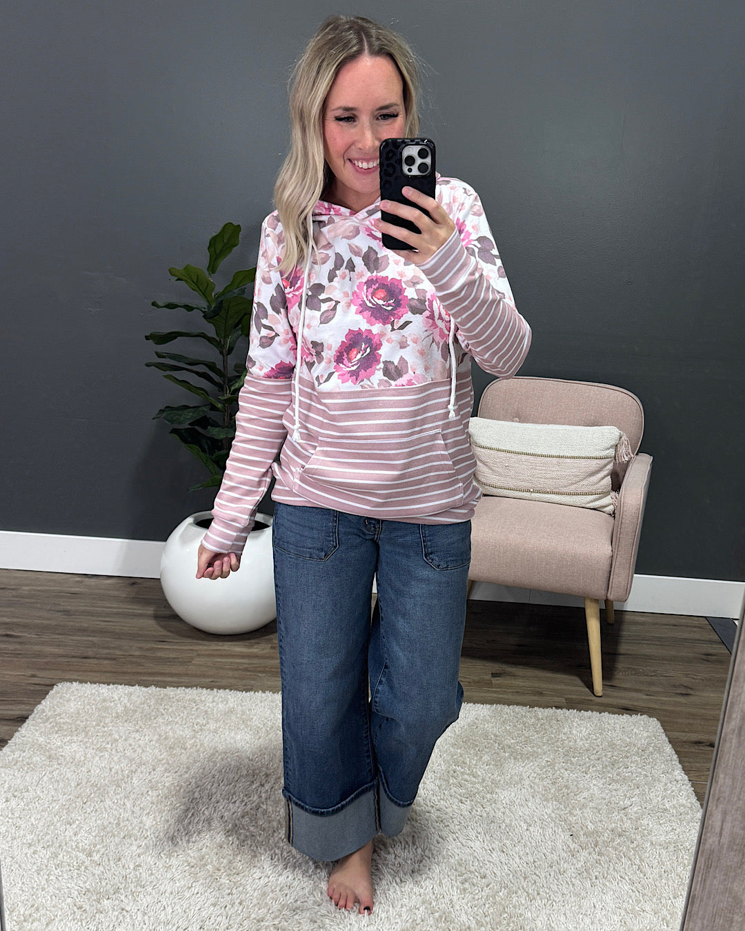 NEW! Hailey Pullover Hoodie - Autumn Blossom & Stripes Michelle Mae