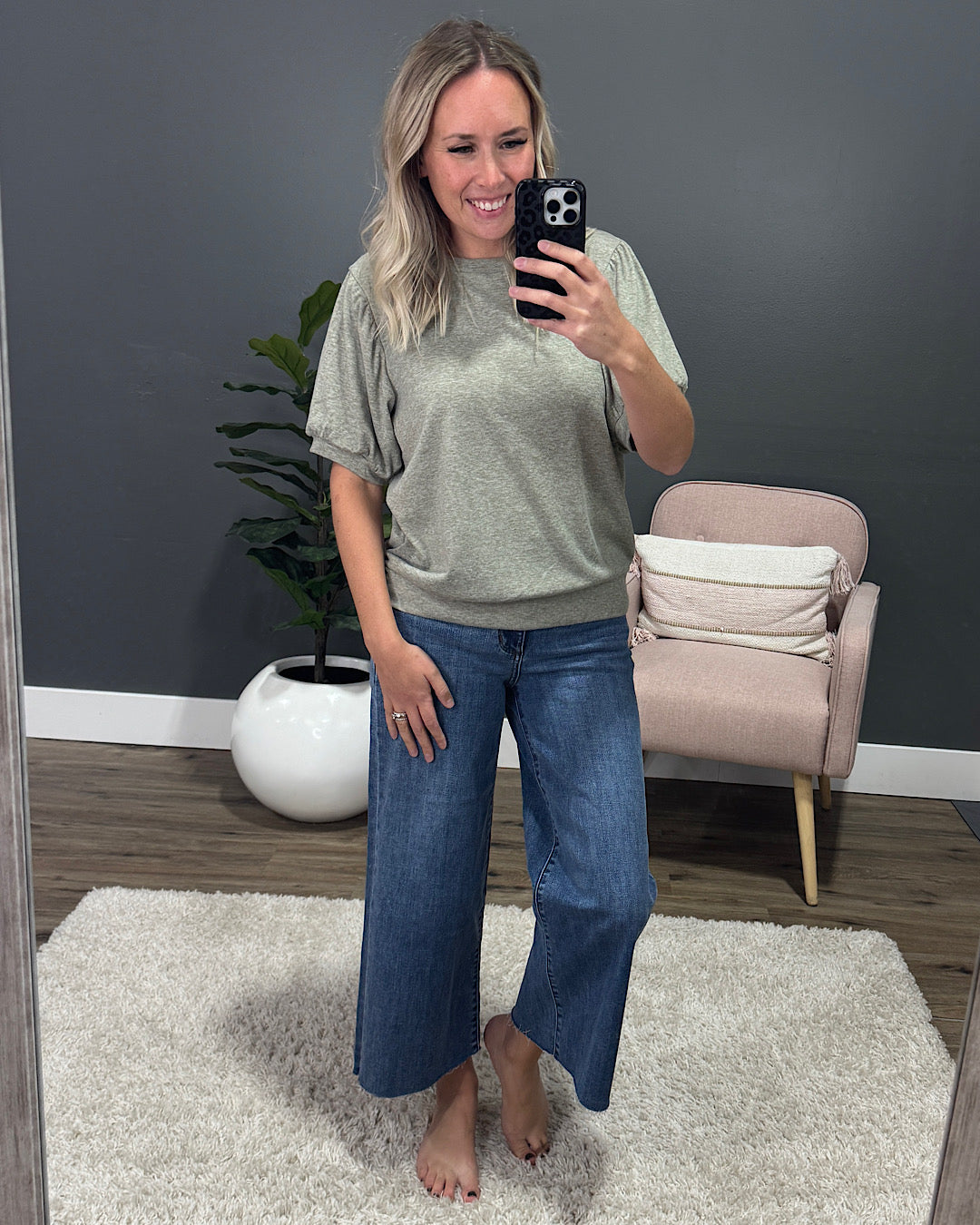 NEW! Katie Puff Sleeve Top - Sage Michelle Mae