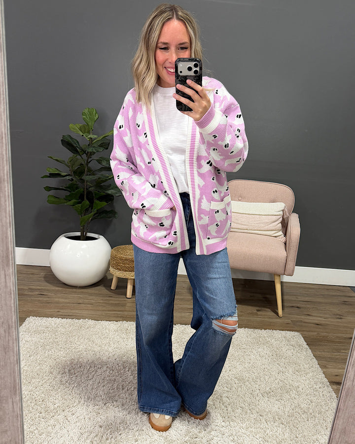 NEW! Ghost Pocket Cardigan - Pink