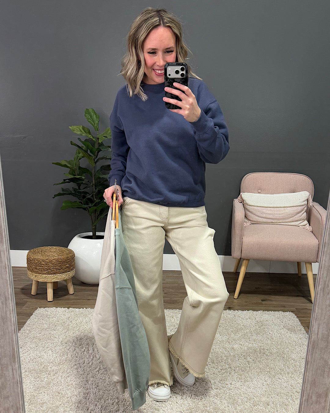 NEW! The Go To Fleece Crewneck Sweatshirt - Beige Reflex