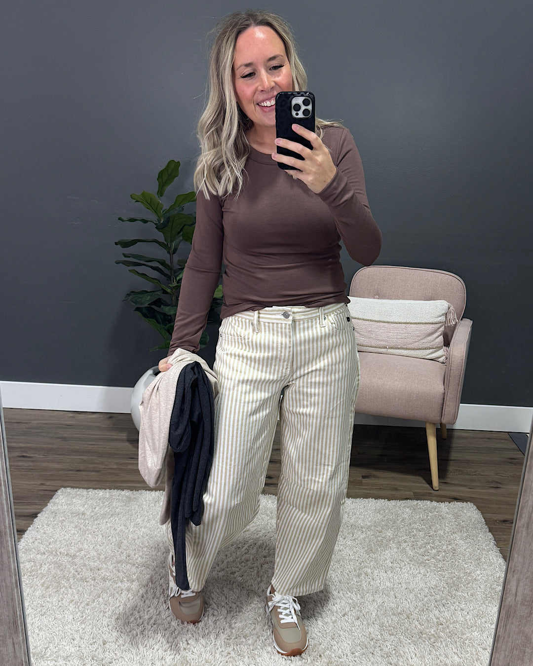 Elle Long Sleeve Knit Top - Brown Be Cool