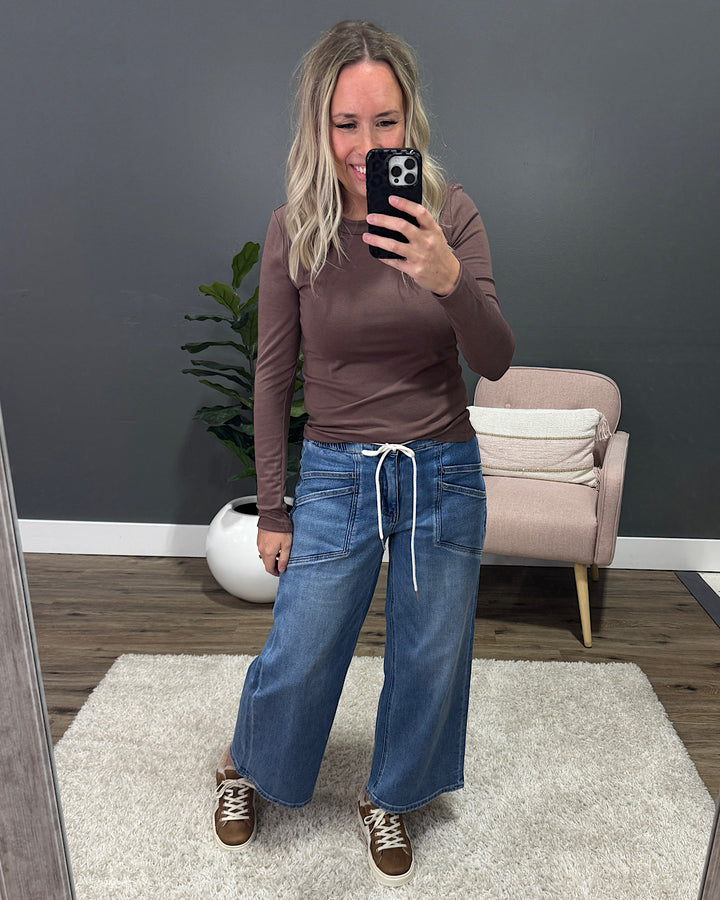 NEW! Vervet Natasha Drawstring Wide Leg Jeans Vervet