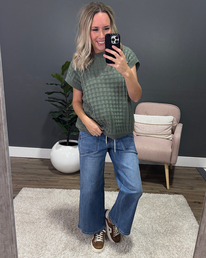 Kelly Textured Short Sleeve Sweater - Sage Michelle Mae