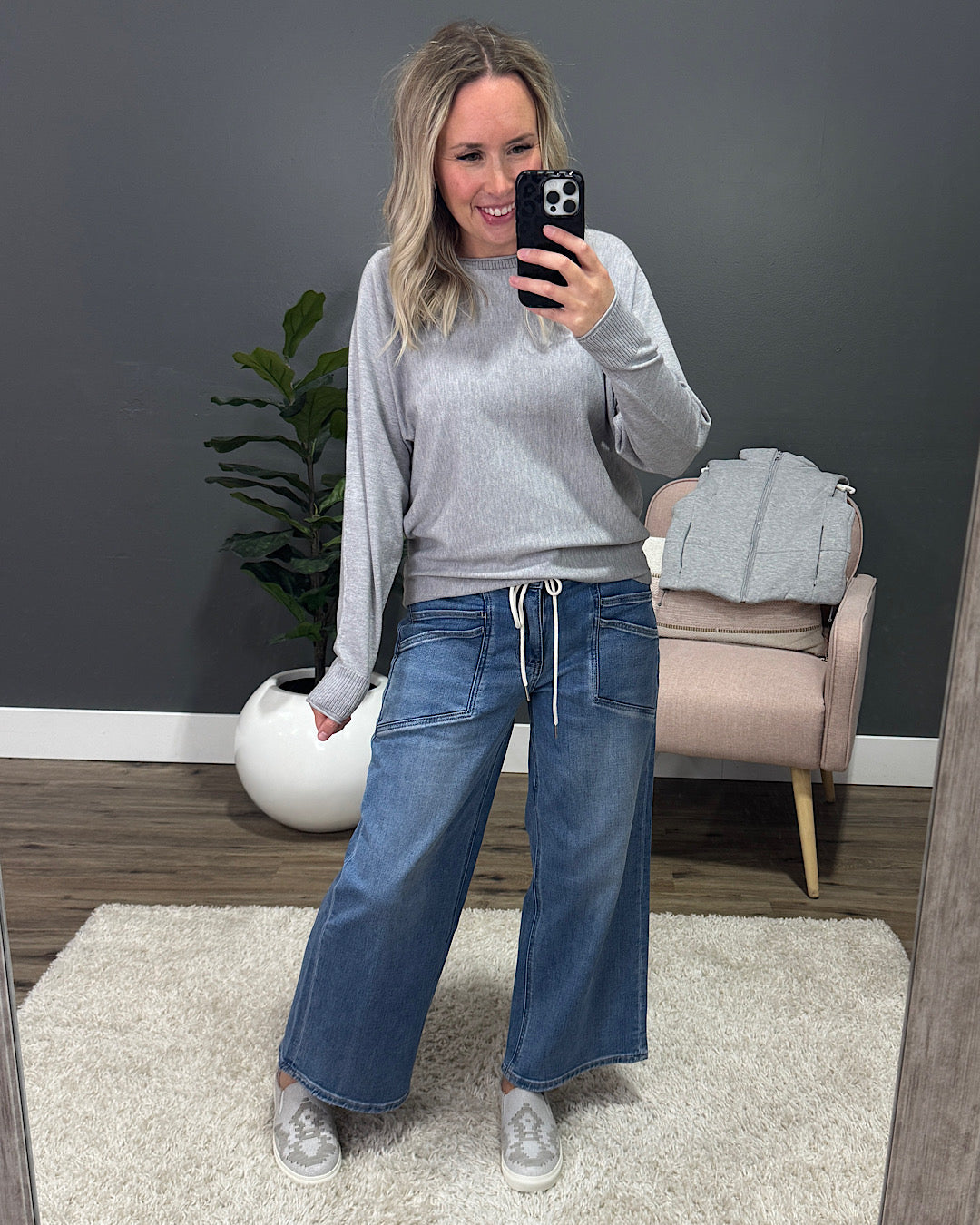 NEW! Marley Dolman Sleeve Lightweight Sweater - Heather Gray Staccato