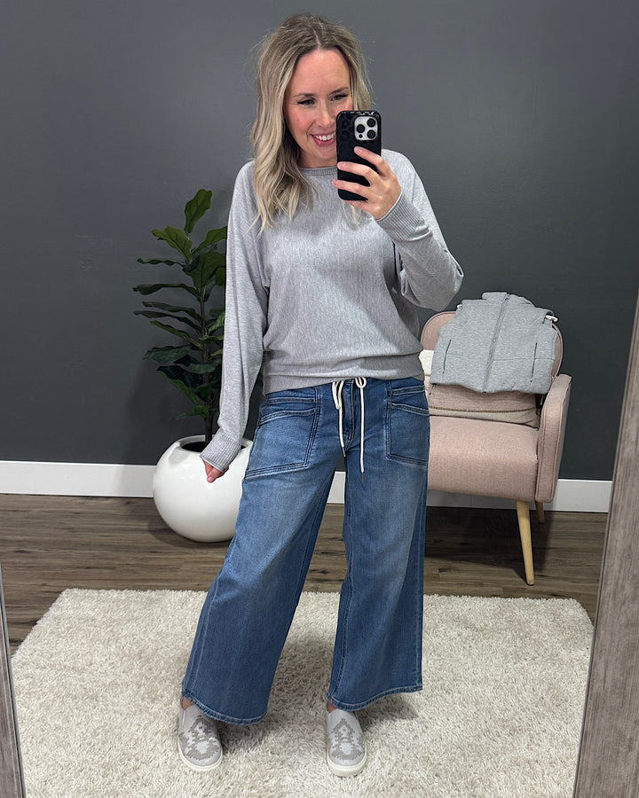 NEW! Marley Dolman Sleeve Lightweight Sweater - Heather Gray Staccato