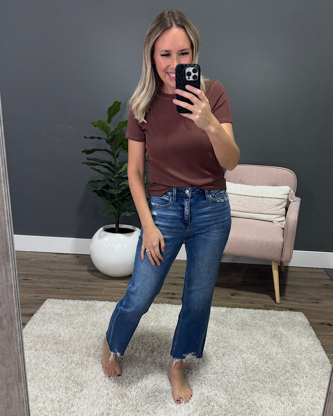 NEW! Lovervet Josie Distressed Hem Straight Jeans Vervet