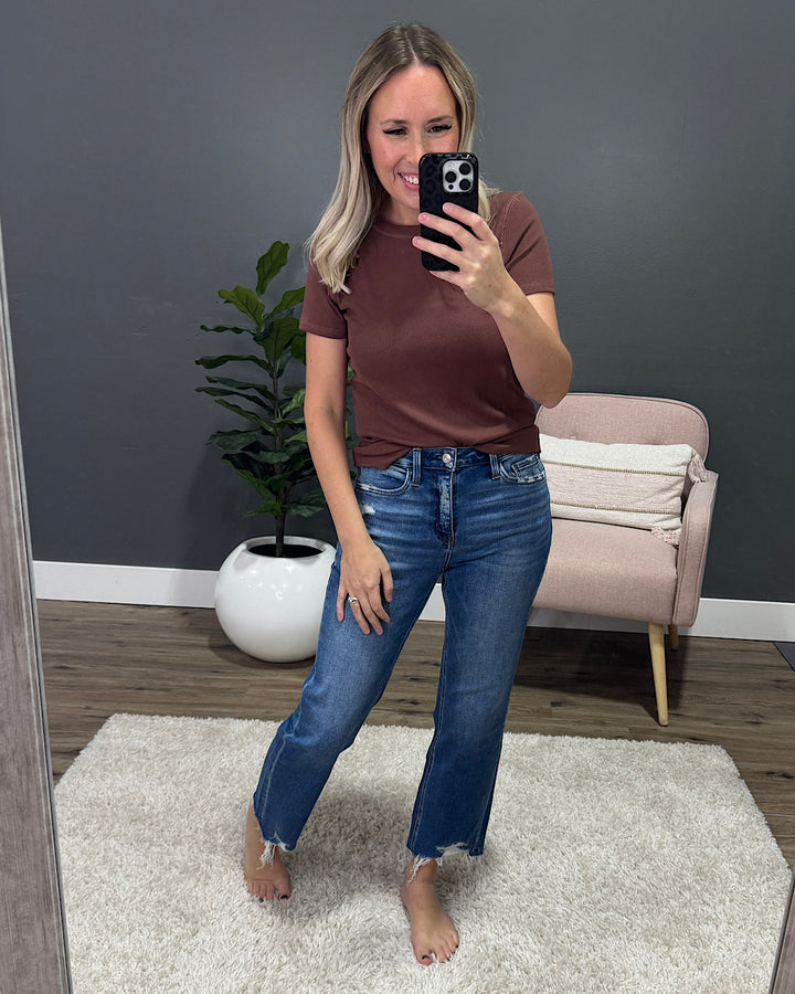 NEW! Lovervet Josie Distressed Hem Straight Jeans Vervet