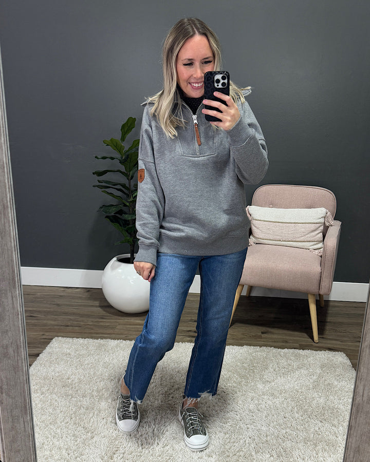 NEW! Wanakome Padma Half Zip Sweatshirt - Dark Heather Gray Wanakome