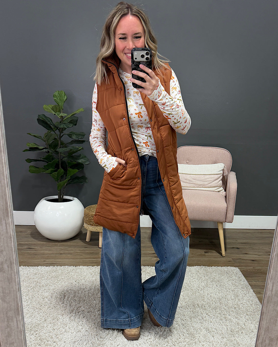 NEW! Harlow Long Vest - Cinnamon