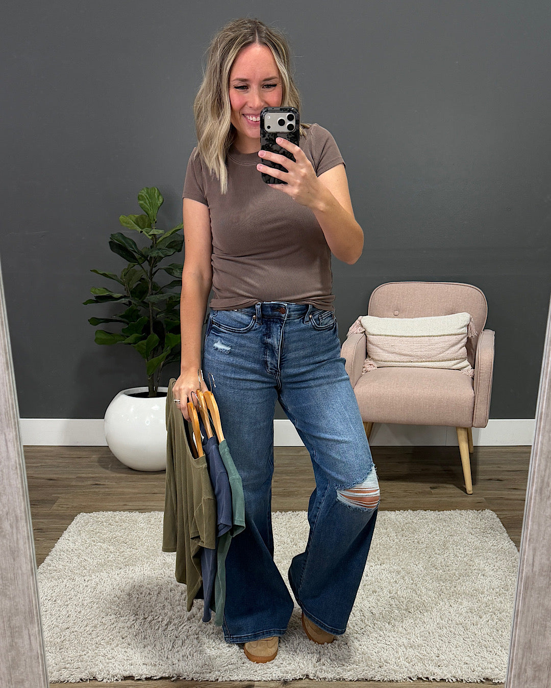 NEW! Cassidy Short Sleeve Ribbed Top - Dark Olive