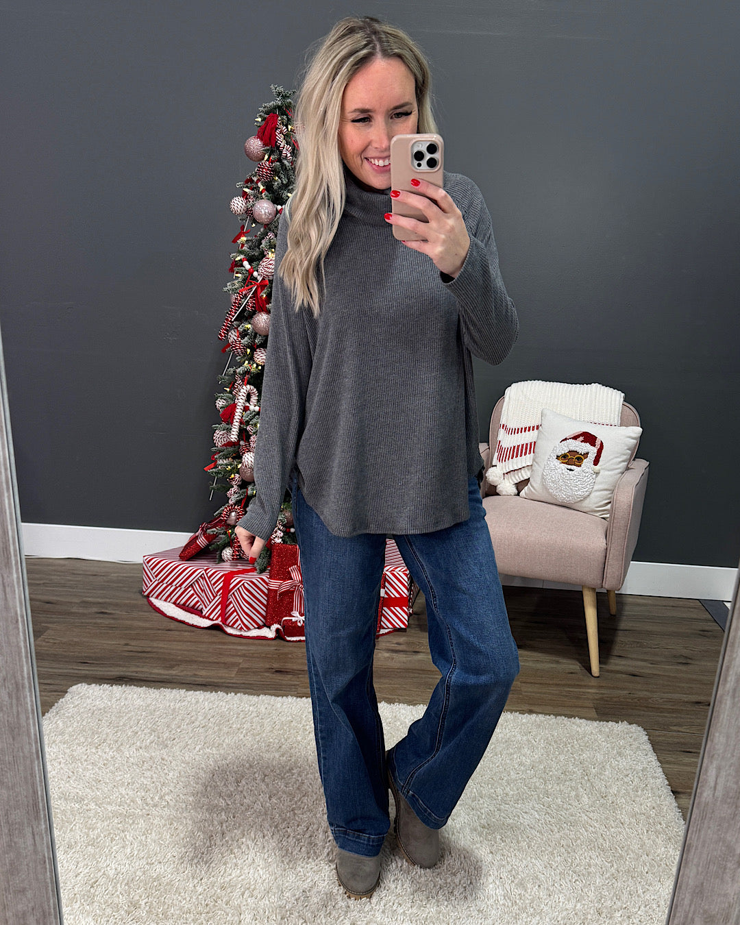 NEW! Jana Ribbed Turtleneck Top - Charcoal Sew In Love