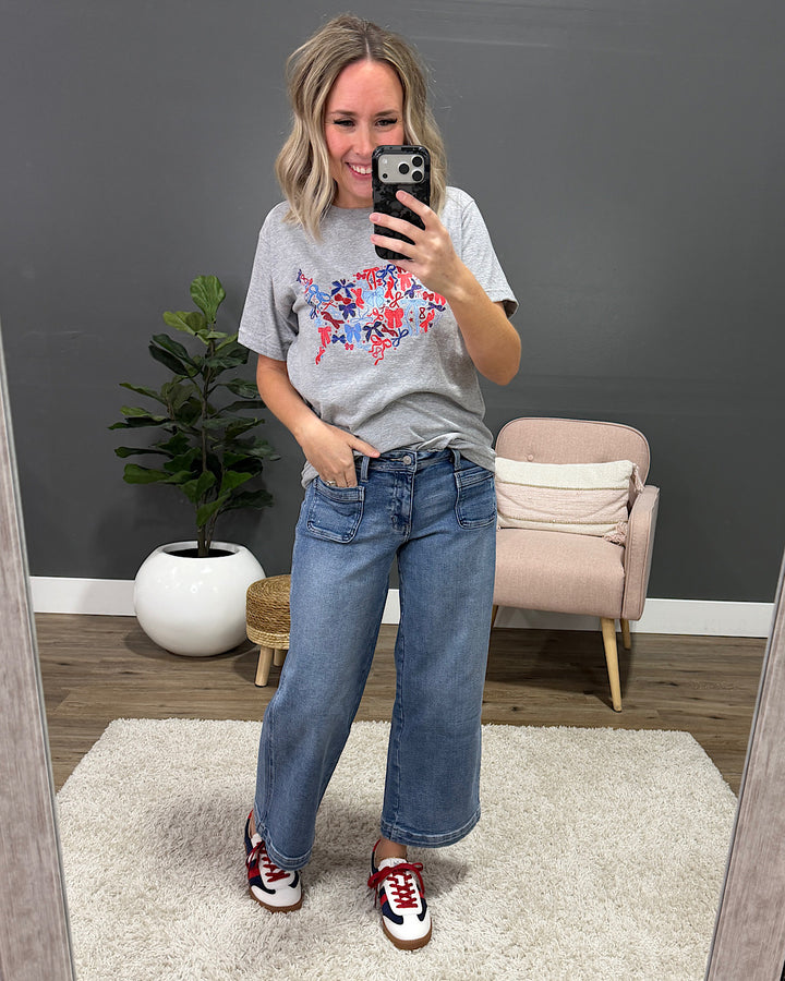 NEW! United States Bow Map Heather Gray Tee Kissed Apparel