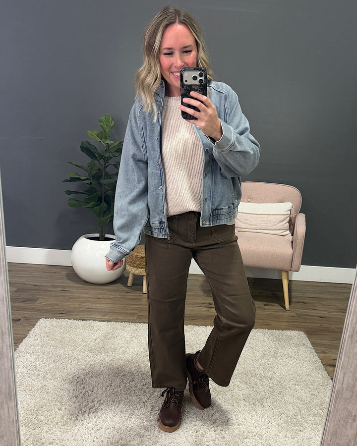 NEW! Judy Blue Bomber Denim Jacket