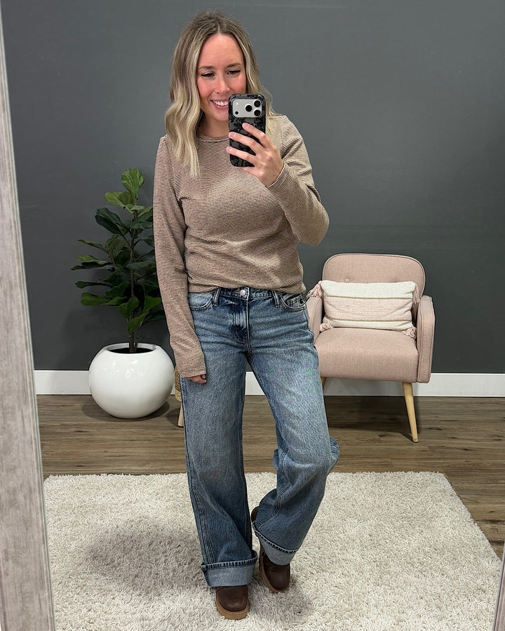 NEW! Asher Striped Knit Top - Taupe & Mocha