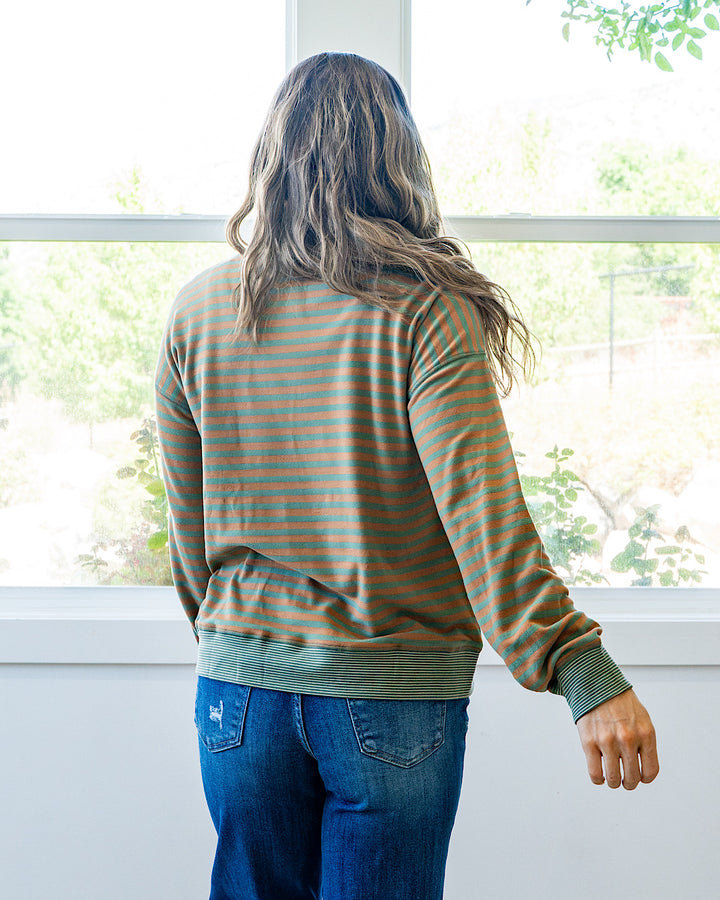 NEW! Arielle Brushed Striped Top - Olive
