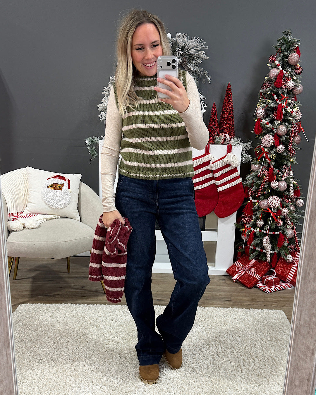 NEW! Jackie Wool Striped Sweater Vest - Olive