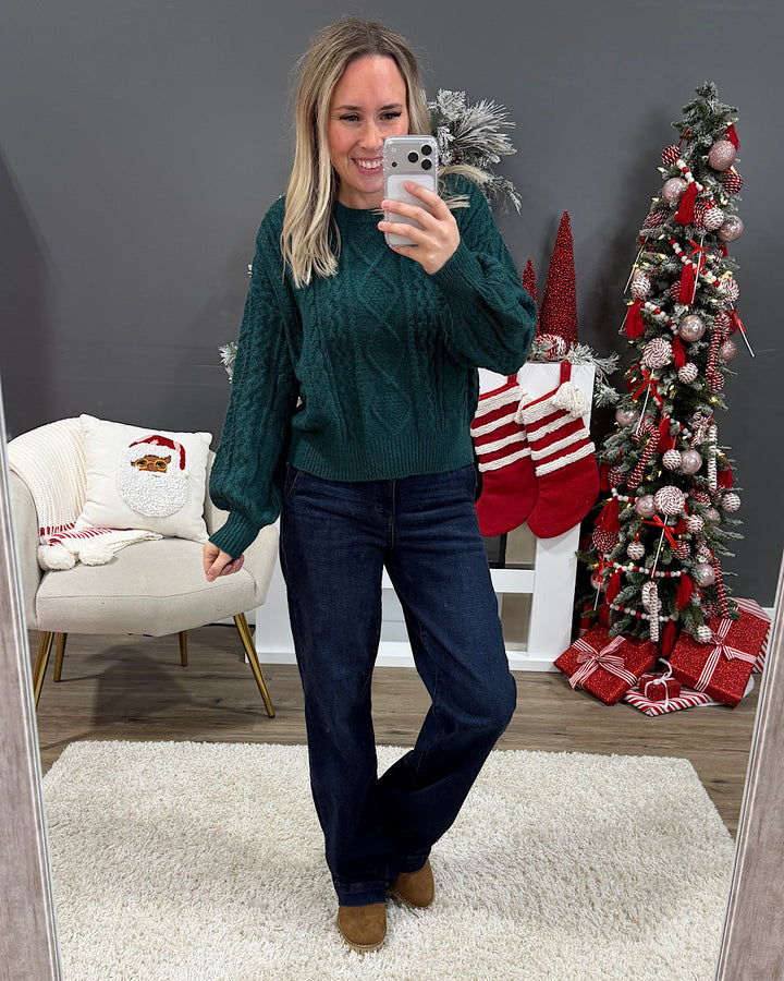 NEW! Waverly Cable Knit Sweater - Deep Green