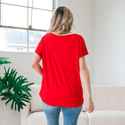 All Day Button Shoulder Top - Red FINAL SALE  Sew In Love   