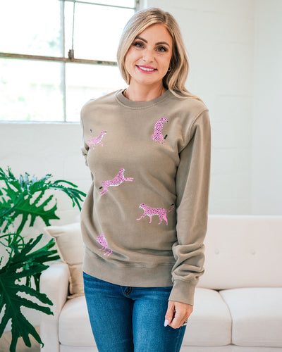 Pink Cheetah Sweatshirt - Mocha FINAL SALE  Zutter   