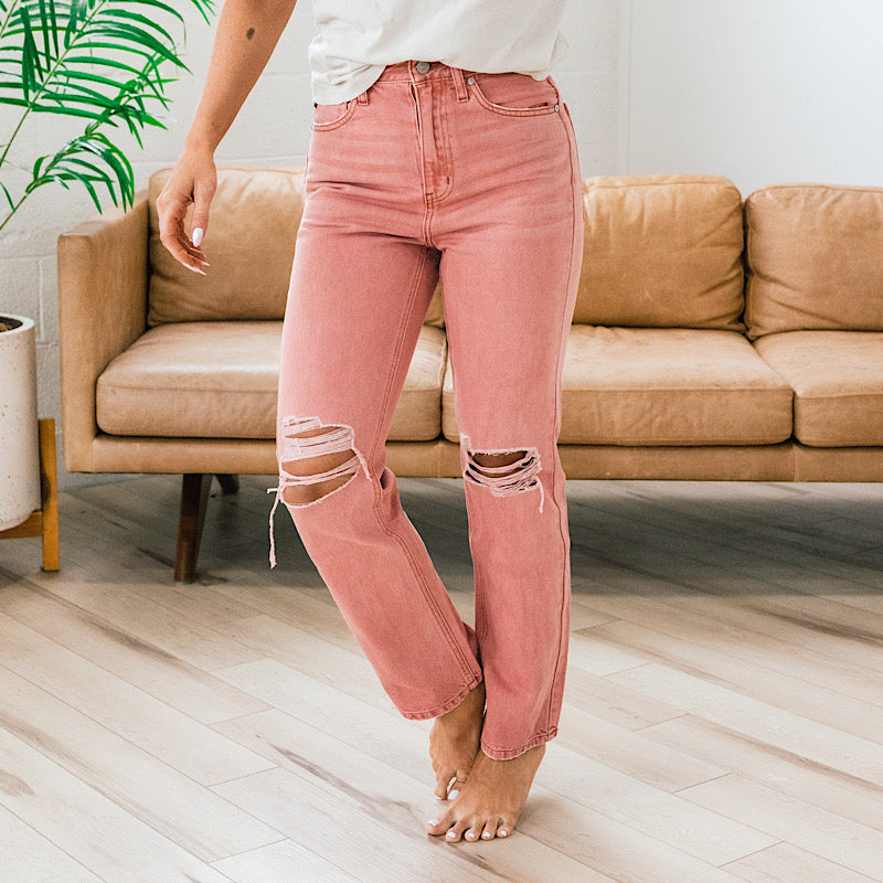 KanCan Falling Fast Straight Jeans - Coral FINAL SALE  KanCan   