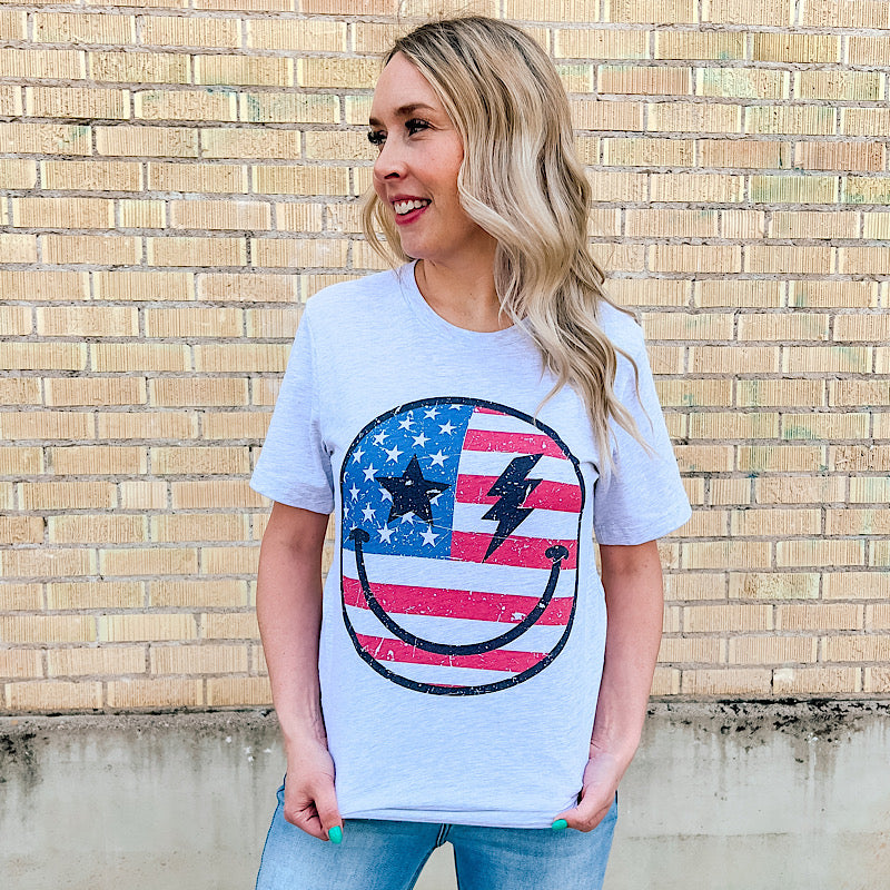 American Happy Face Tee FINAL SALE  Kissed Apparel   