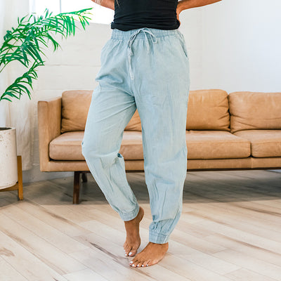 Drawstring Waist Joggers - Chambray  Sew In Love   