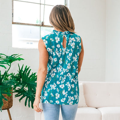 Shine On Teal Floral Ruffle Neck Blouse FINAL SALE  Lovely Melody   