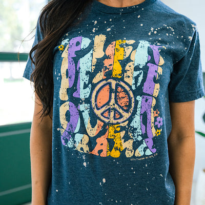 Pick Peace Bleached Navy Tee  Southern Bliss   