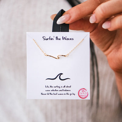 Surfin' The Waves Gold Necklace  Trendy Wholesale   