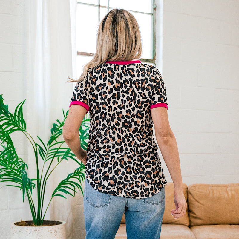 Charlie Leopard Top with Hot Pink Details FINAL SALE  Lovely Melody   