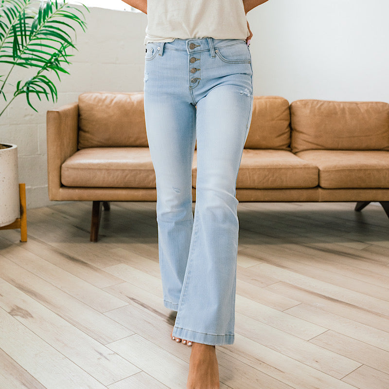 KanCan Jordan Mid Rise Flare Jeans Petite - Main Image