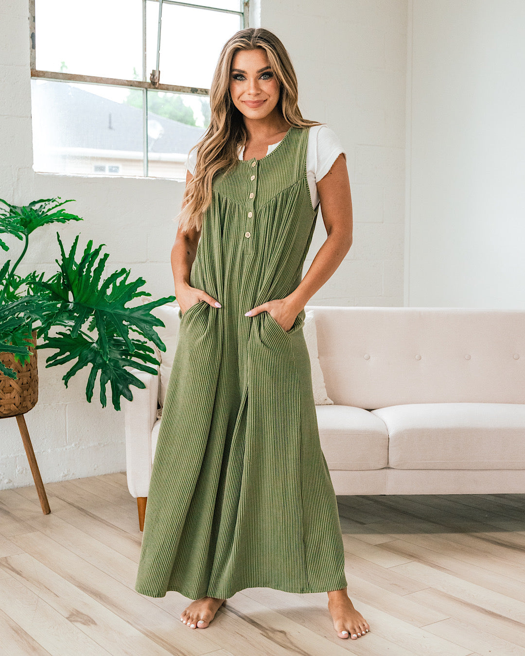 Selena Corded Jumpsuit - Olive FINAL SALE  Lovely Melody   