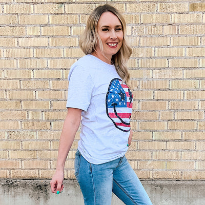 American Happy Face Tee FINAL SALE  Kissed Apparel   