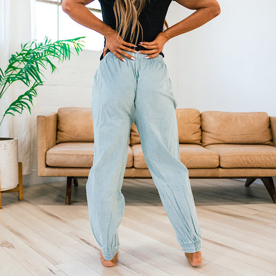 Drawstring Waist Joggers - Chambray  Sew In Love   