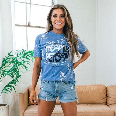 People Person Denim Blue Bleached Tee  Southern Bliss   