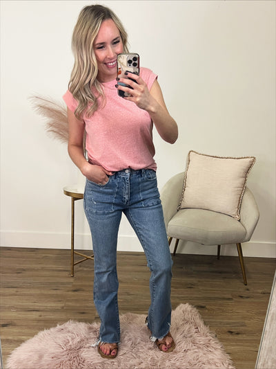 Erin Slub Knit Cap Sleeve Top - Hot Pink FINAL SALE  Staccato   