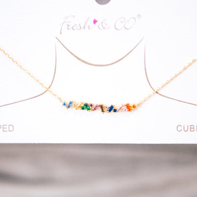 Multi Colored Crystals Gold Necklace  Solblanc Design   
