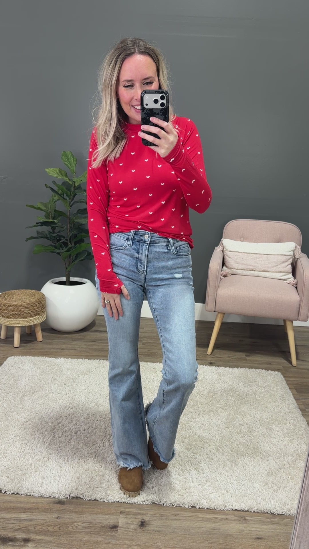 NEW! Blair Long Sleeve Top - Sweetheart Red Michelle Mae