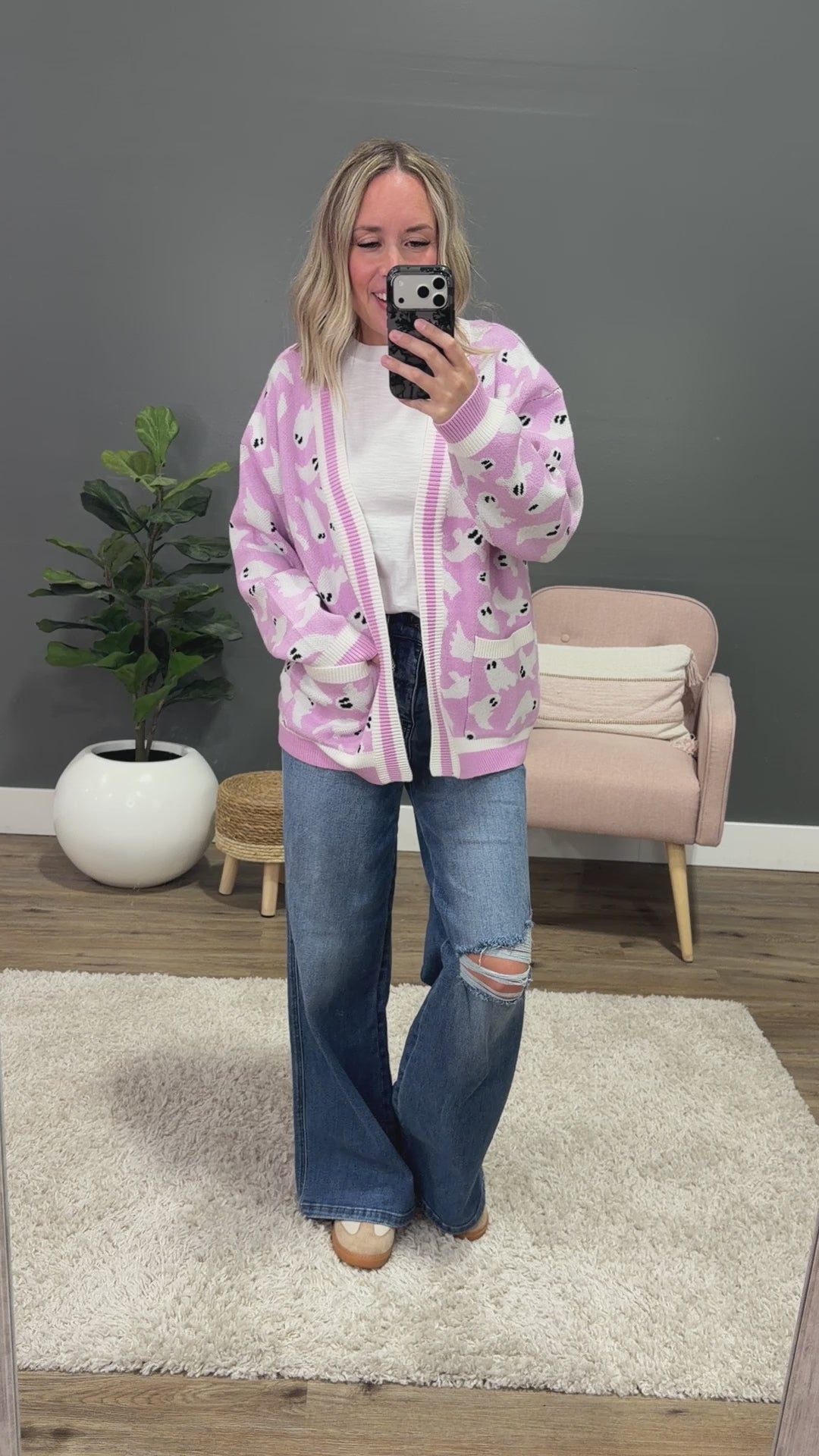 NEW! Ghost Pocket Cardigan - Pink