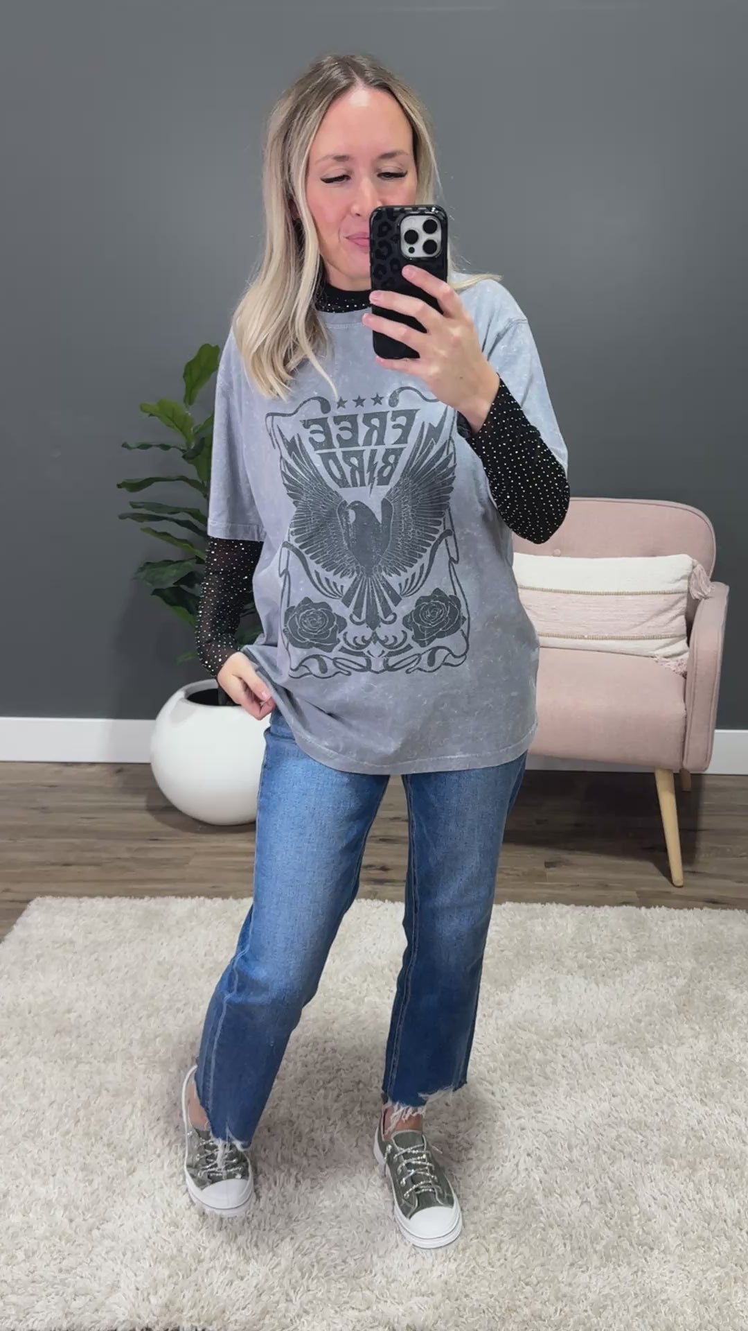 Free Bird Ice Gray Mineral Wash Tee Zutter