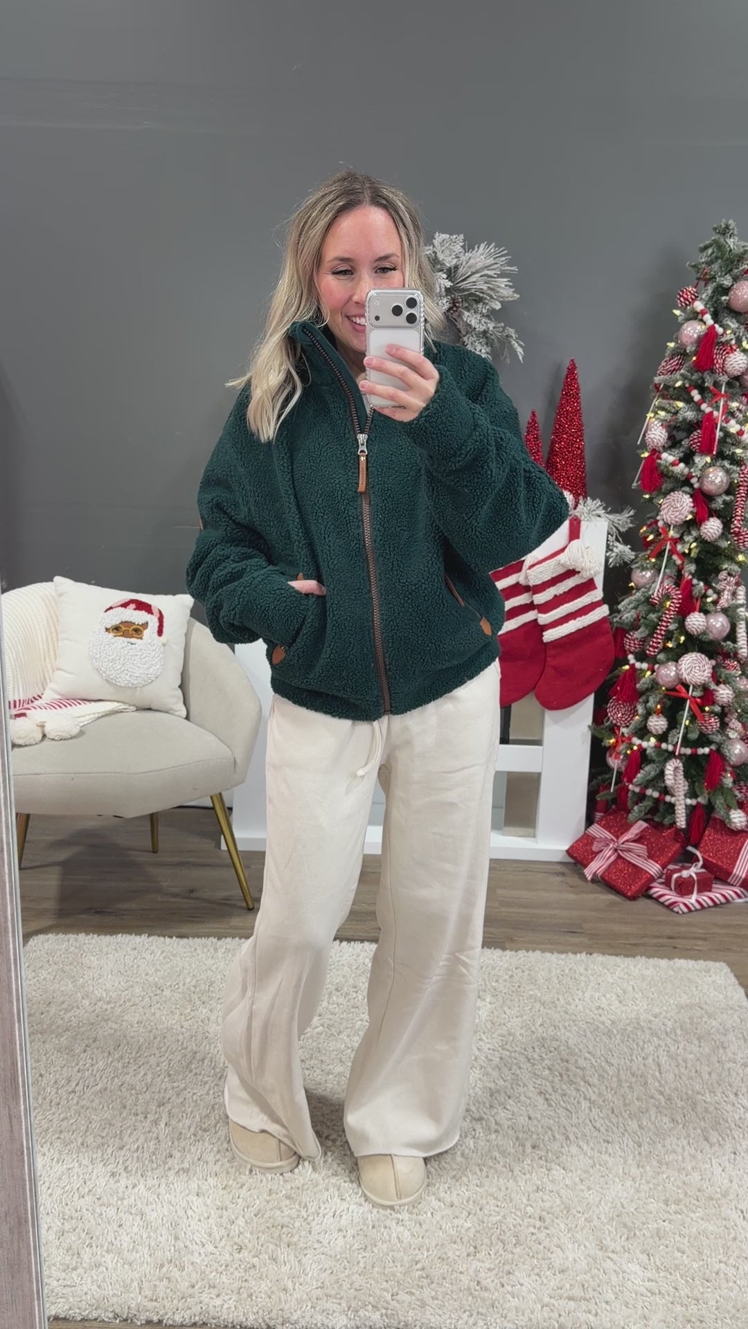 Wanakome Tamsin Sherpa Zip Up Jacket - Pine Ridge